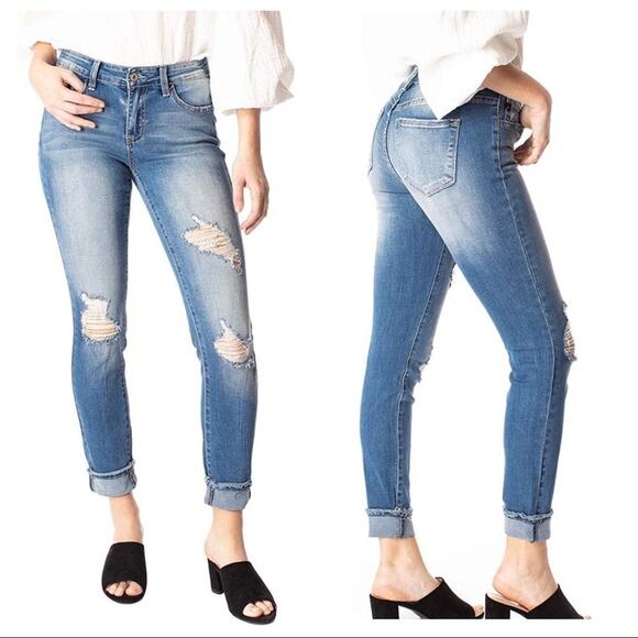 KanCan Mid Rise Destroyed Skinny Jeans Size 25 - Picture 1 of 11